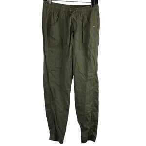 Calvin Klein Women's Army Green Elastic Waist & Cuffs Cotton Blend Pants Size XS